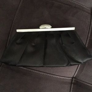 Classic black satin clutch